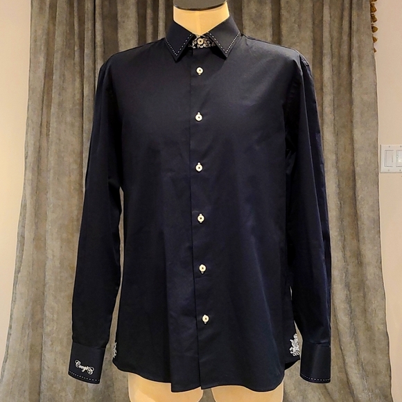 COOGI Other - COOGI luxe men's dress shirt black and white trim Large 16.5/17 new without tags